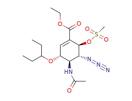 Molecular Structure of 1196490-17-1 (ethyl (3R,4R,5R,6R)-4-acetamido-5-azido-6-(methylsulfonyloxy)-3-(pentan-3-yloxy)cyclohex-1-enecarboxylate)