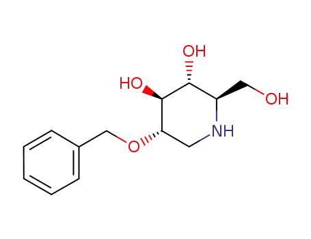 Molecular Structure of 1051942-01-8 ((2R,3R,4S,5S)-5-(Benzyloxy)-2-(hydroxymethyl)piperidine-3,4-diol)