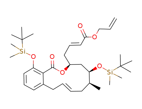 Molecular Structure of 320573-59-9 ((12E)-(7S,9R,10S)-4,9-bis-(tert-butyldimethylsilyloxy)-7-[(2E)-3-(carboallyloxy)prop-2-enyl]-10-methyl-7,8,9,10,11,14-hexahydro-6-oxa-benzocyclodecen-5-one)