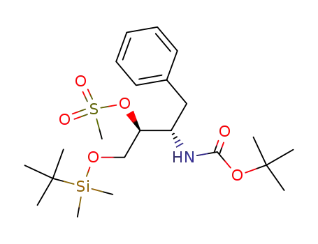 Molecular Structure of 437713-03-6 (methanesulfonic acid 2-<i>tert</i>-butoxycarbonylamino-1-(<i>tert</i>-butyl-dimethyl-silanyloxymethyl)-3-phenyl-propyl ester)