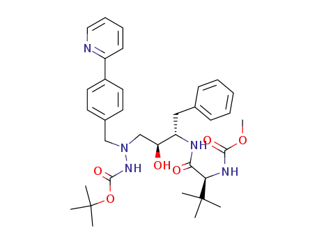 Molecular Structure of 198905-04-3 (1-[4-(pyridine-2-yl)-phenyl]-4(S)-hydroxy-2-N-tert-butoxycarbonylamino-5(S)-N-(N-methoxycarbonyl-(L)-tert-leucyl)amino-6-phenyl-2-azahexane)