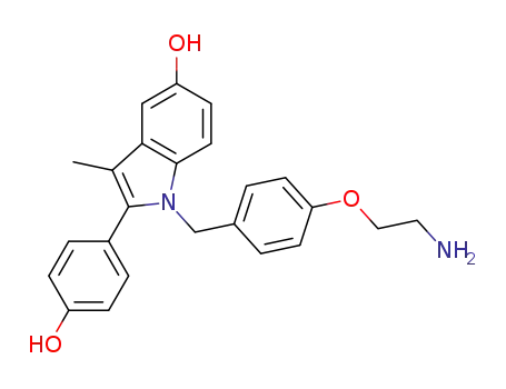 Molecular Structure of 1251936-44-3 (1-[4-(2-Amino-ethoxy)-benzyl]-2-(4-hydroxy-phenyl)-3-methyl-1H-indol-5-ol)