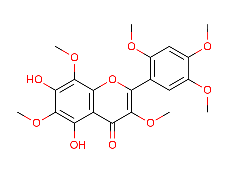 Molecular Structure of 113744-04-0 (4H-1-Benzopyran-4-one,
5,7-dihydroxy-3,6,8-trimethoxy-2-(2,4,5-trimethoxyphenyl)-)