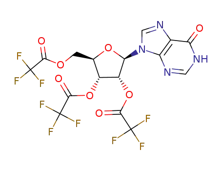 Molecular Structure of 35170-22-0 (Trifluoro-acetic acid (2R,3R,4R,5R)-2-(6-oxo-1,6-dihydro-purin-9-yl)-4-(2,2,2-trifluoro-acetoxy)-5-(2,2,2-trifluoro-acetoxymethyl)-tetrahydro-furan-3-yl ester)
