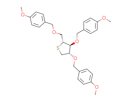 Molecular Structure of 635316-05-1 ((2R,3S,4S)-3,4-bis((4-methoxybenzyl)oxy)-2-(((4-methoxybenzyl)oxy)methyl)tetrahydrothiophene)