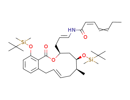 Molecular Structure of 398478-62-1 ((2Z,4Z)-Hepta-2,4-dienoic acid {(E)-3-[(E)-(7S,9R,10S)-4,9-bis-(tert-butyl-dimethyl-silanyloxy)-10-methyl-5-oxo-7,8,9,10,11,14-hexahydro-5H-6-oxa-benzocyclododecen-7-yl]-propenyl}-amide)