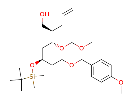 Molecular Structure of 398478-23-4 ((2R,3R,5R)-5-(tert-butyldimethylsilyloxy)-7-(4-methoxybenzyloxy)-3-methoxymethoxy-2-(prop-2-enyl)heptan-1-ol)