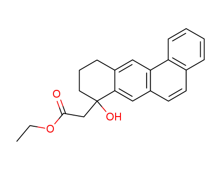 Molecular Structure of 85319-66-0 ((8-Hydroxy-8,9,10,11-tetrahydro-benzo[a]anthracen-8-yl)-acetic acid ethyl ester)