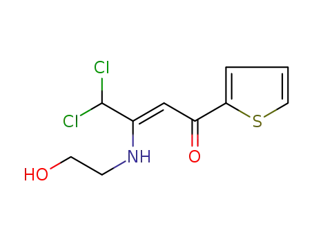 Molecular Structure of 1258431-70-7 (4,4-dichloro-3-(2-hydroxyethylamino)-1-(thien-2-yl)-2-buten-1-one)