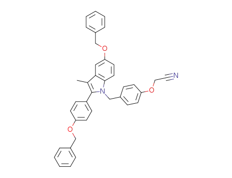 Molecular Structure of 1251936-40-9 ({4-[5-benzyloxy-2-(4-benzyloxy-phenyl)-3-methyl-indol-1-ylmethyl]-phenoxy}-acetonitrile)