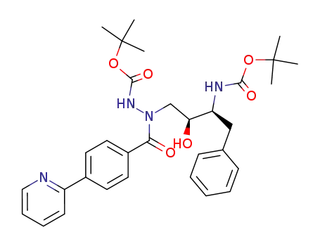 Molecular Structure of 198905-10-1 (1-(4-(pyridin-2-yl)-phenyl)-1-oxo-5(S)-2,5-di[(tert-butoxycarbonyl)amino]-4(S)-hydroxy-6-phenyl-2-azahexane)