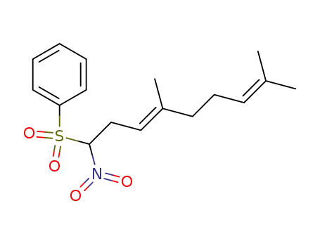 Molecular Structure of 74737-99-8 (Benzene, [[(3E)-4,8-dimethyl-1-nitro-3,7-nonadienyl]sulfonyl]-)