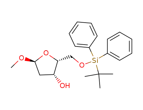 Molecular Structure of 114071-59-9 (methyl 5-O-(tert-butyldiphenylsilyl)-2-deoxy-α-D-threo-pentofuranoside)