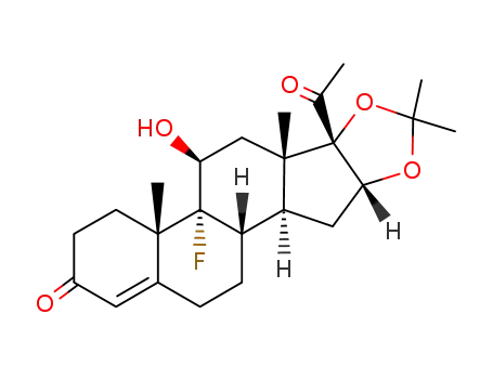 Molecular Structure of 3093-36-5 (9-fluoro-11β-hydroxy-16α,17-isopropylidenedioxy-pregn-4-ene-3,20-dione)