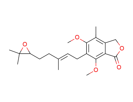 Molecular Structure of 545392-50-5 (6-[5-(3,3-dimethyl-oxiranyl)-3-methyl-pent-2-enyl]-5,7-dimethoxy-4-methyl-3<i>H</i>-isobenzofuran-1-one)