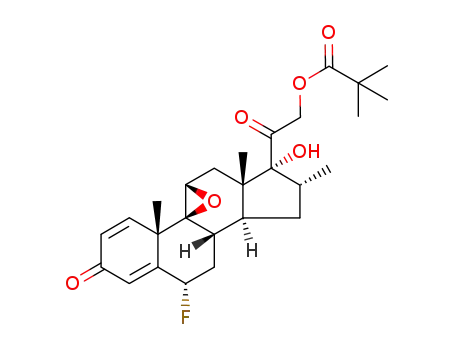 Molecular Structure of 2135-16-2 (9beta,11beta-epoxy-6alpha-fluoro-17,21-dihydroxy-16alpha-methylpregna-1,4-diene-3,20-dione 21-pivalate)