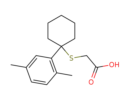 Molecular Structure of 141622-65-3 (<<1-(2',5'-dimethylphenyl)cyclohexyl>thio>acetic acid)