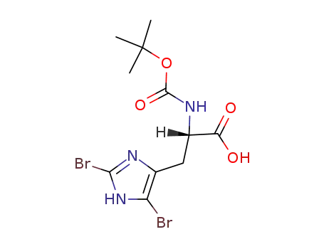 Molecular Structure of 83468-77-3 (N(α)-t-butoxycarbonyl-2,5-dibromo-L-histidine)
