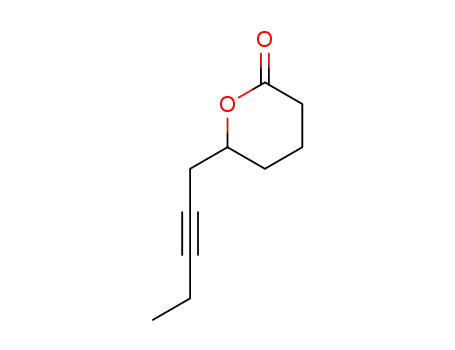 Molecular Structure of 25448-66-2 (tetrahydro-6-(2-pentynyl)-2H-pyran-2-one)
