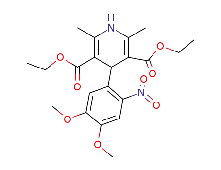 Molecular Structure of 21203-88-3 (diethyl 4-(4,5-dimethoxy-2-nitrophenyl)-1,4-dihydro-2,6-dimethylpyridine-3,5-dicarboxylate)