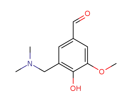 Molecular Structure of 87743-10-0 (3-[(DIMETHYLAMINO)METHYL]-4-HYDROXY-5-METHOXYBENZENECARBALDEHYDE)