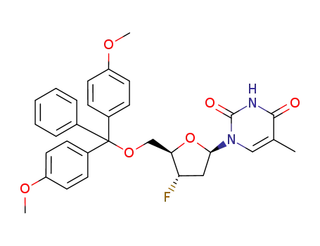 Molecular Structure of 290371-78-7 (3’-Deoxy-3’-fluoro-5’-O-(4,4’-dimethoxytrityl)thymidine)