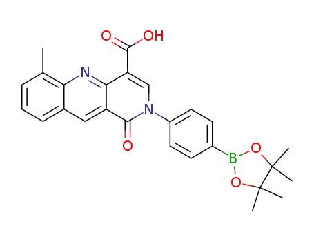 Molecular Structure of 627093-70-3 (6-methyl-1-oxo-2-[4-(4,4,5,5-tetramethyl[1,3,2]dioxaborolan-2-yl)phenyl]-1,2-dihydrobenzo[b][1,6]naphthyridine-4-carboxylic acid)