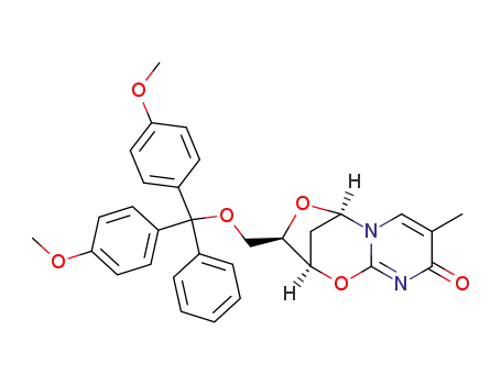 Molecular Structure of 191474-13-2 (5'-O-(4,4'-DIMETHOXYTRITYL)-2,3'-ANHYDROTHYMIDINE)