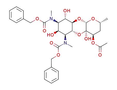Molecular Structure of 96681-00-4 (4-O-acetyl-N,N'-<(benzyloxy)carbonyl>-4(R)-dihydrospectinomycin)