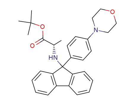 Molecular Structure of 875433-32-2 (L-Alanine, N-[9-[4-(4-morpholinyl)phenyl]-9H-fluoren-9-yl]-,
1,1-dimethylethyl ester)