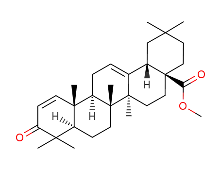 Molecular Structure of 69660-90-8 ((4aS,6aS,6bR,8aR,12aR,12bR,14bS)-methyl2,2,6a,6b,9,9,12a-heptamethyl-10-oxo-1,2,3,4,4a,5,6,6a,6b,7,8,8a,9,10,12a,12b,13,14b-octadecahydropicene-4a-carboxylate)