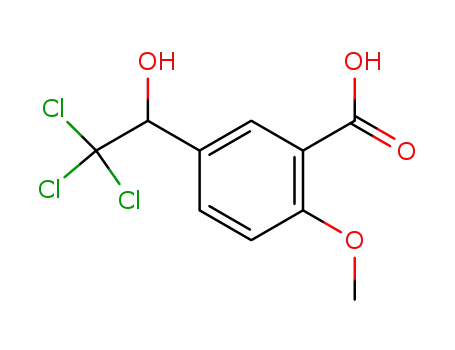 Molecular Structure of 857599-49-6 (2-methoxy-5-(2,2,2-trichloro-1-hydroxy-ethyl)-benzoic acid)