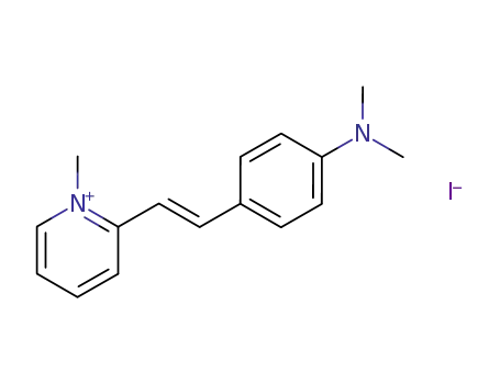 Molecular Structure of 1694-48-0 (Pyridinium, 2-[(1E)-2-[4-(dimethylamino)phenyl]ethenyl]-1-methyl-,
iodide)