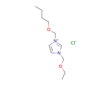 Molecular Structure of 118178-99-7 (1-Butoxymethyl-3-ethoxymethyl-3H-imidazol-1-ium; chloride)