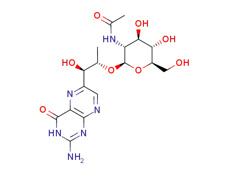 Molecular Structure of 164803-20-7 (4(3H)-Pteridinone,6-[(1R,2S)-2-[[2-(acetylamino)-2-deoxy-b-D-glucopyranosyl]oxy]-1-hydroxypropyl]-2-amino-)