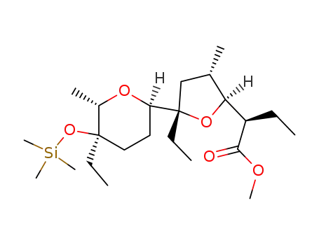 Molecular Structure of 84911-35-3 (methyl 2(R)-<5(S)-ethyl-3(S)-methyl-5-(5(R)-ethyl-5-(trimethylsiloxy)-6(S)-methyl-2(R)-tetrahydropyranyl)-2(S)-tetrahydrofuryl>butanoate)