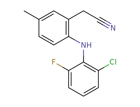 Molecular Structure of 1403226-56-1 (2-[(2-chloro-6-fluorophenyl)amino]-5-methylbenzeneacetonitrile)