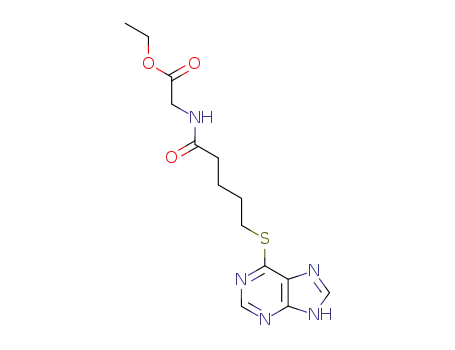 Molecular Structure of 22181-94-8 (ethyl N-[1-oxo-5-(1H-purin-6-ylthio)pentyl]glycinate)
