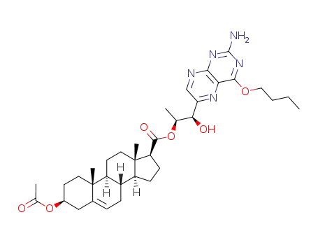(3S,8S,9S,10R,13S,14S,17S)-3-Acetoxy-10,13-dimethyl-2,3,4,7,8,9,10,11,12,13,14,15,16,17-tetradecahydro-1H-cyclopenta[a]phenanthrene-17-carboxylic acid (1S,2R)-2-(2-amino-4-butoxy-pteridin-6-yl)-2-hydroxy-1-methyl-ethyl ester