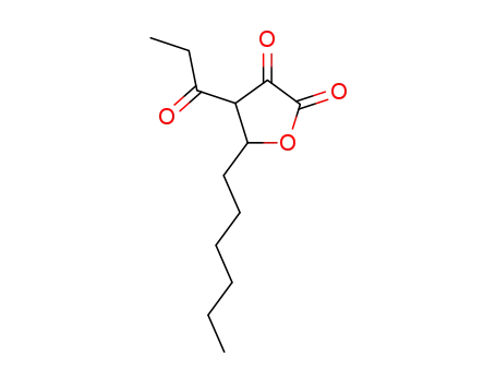 Molecular Structure of 859742-09-9 (5-hexyl-4-propionyl-dihydro-furan-2,3-dione)