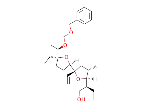 Molecular Structure of 131967-62-9 ((2S)-2-<(2S,3S,5R)-5-<(2R,5S)-5-((1R)-1-Benzyloxymethoxyethyl)-5-ethyltetrahydrofur-2-yl>-5-ethenyl-3-methyltetrahydrofur-2-yl>butan-1-ol)
