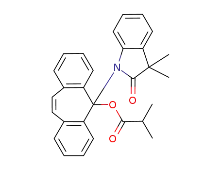Molecular Structure of 101023-28-3 (5-(3,3-dimethyl-2,3-dihydro-2-oxoindol-1-yl)dibenzo<a,d>cyclohepten-1-yl 2-methylpropanoate)