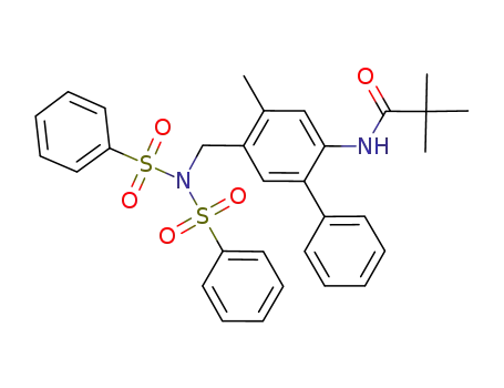 Molecular Structure of 1253779-16-6 (N-(4-methyl-5-((N-(phenylsulfonyl)phenylsulfonamido)methyl)biphenyl-2-yl)pivalamide)