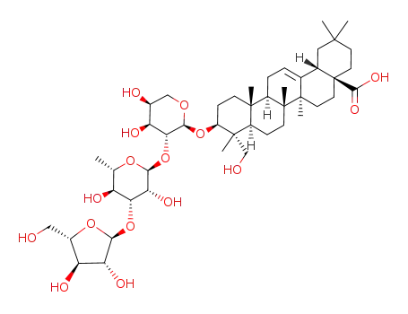 Molecular Structure of 84607-60-3 (hederagenin 3-O-α-L-arabinofuranosyl-(1->3)-α-L-rhamnopyranosyl-(1->2)-α-L-arabinopyranoside)