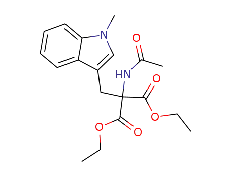 Molecular Structure of 6976-19-8 (diethyl (acetylamino)[(1-methyl-1H-indol-3-yl)methyl]propanedioate)