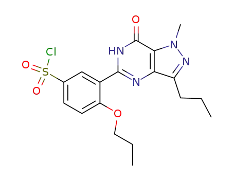 Molecular Structure of 139756-24-4 (Benzenesulfonyl chloride,
3-(4,7-dihydro-1-methyl-7-oxo-3-propyl-1H-pyrazolo[4,3-d]pyrimidin-5-yl
)-4-propoxy-)