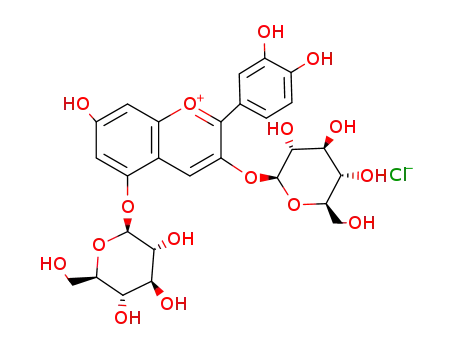 2-[2-(3,4-Dihydroxyphenyl)-7-hydroxy-3-[3,4,5-trihydroxy-6-(hydroxymethyl)oxan-2-yl]oxychromenylium-5-yl]oxy-6-(hydroxymethyl)oxane-3,4,5-triol;chloride