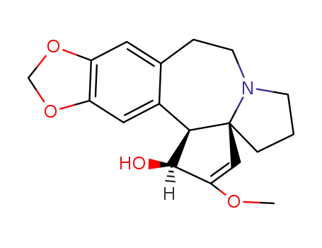 Molecular Structure of 38848-21-4 (4H-Cyclopenta[a][1,3]dioxolo[4,5-h]pyrrolo[2,1-b][3]benzazepin-1-ol,1,5,6,8,9,14b-hexahydro-2-methoxy-, (1R,3aS,14bR)-rel-)