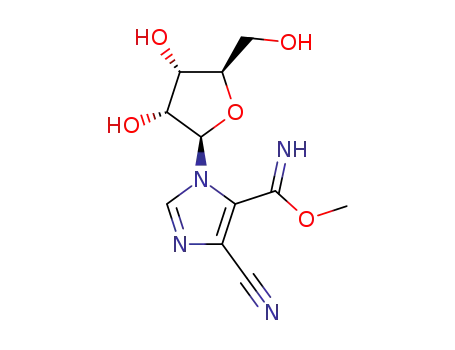 Molecular Structure of 94619-77-9 (methyl 4-cyano-1-(β-D-ribofuranosyl)imidazole-5-carboximidate)