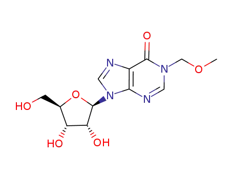 Molecular Structure of 515822-74-9 (9-((2R,3R,4S,5R)-3,4-Dihydroxy-5-hydroxymethyl-tetrahydro-furan-2-yl)-1-methoxymethyl-1,9-dihydro-purin-6-one)